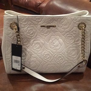 New- Karl Lagerfeld floral-embossed hobo